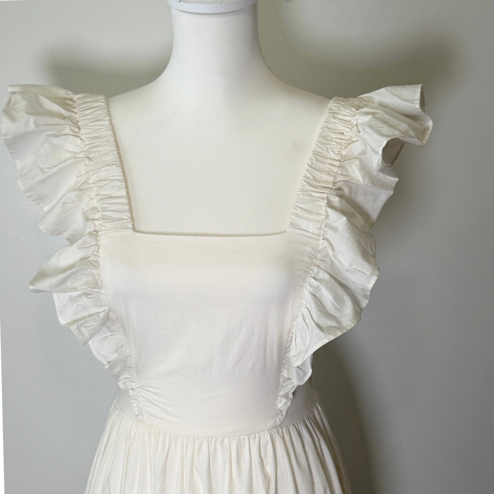 Cottagecore Romantic Ruffle Backless Maxi Dress S Ivory Prairie Bride Coquette
